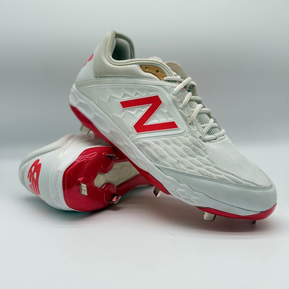 New Balance Fresh Foam 3000v4 Mens 15 Metal Baseball Cleats‎ White Red L3000AS4